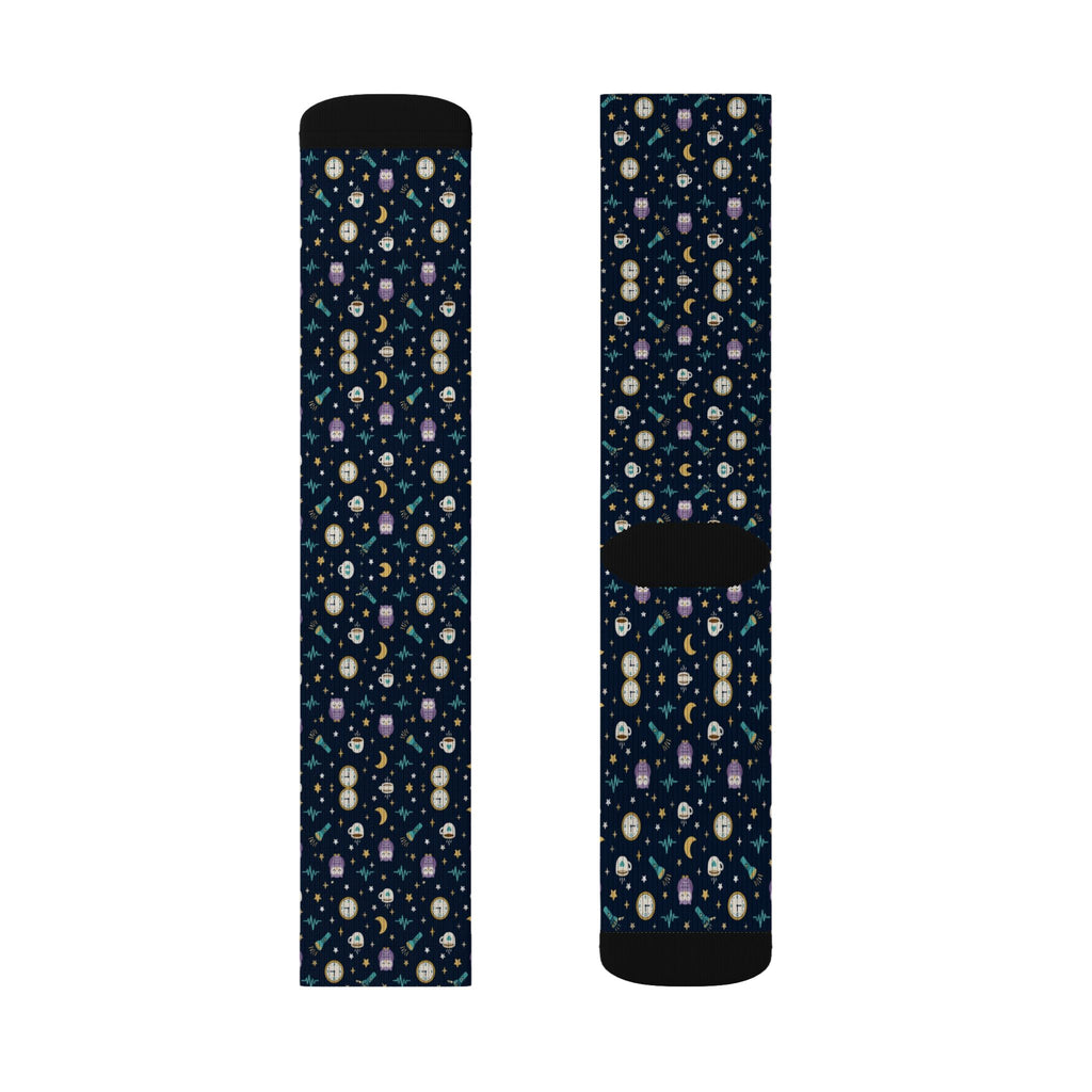 Night Shift Moon and Owl Nurse Socks