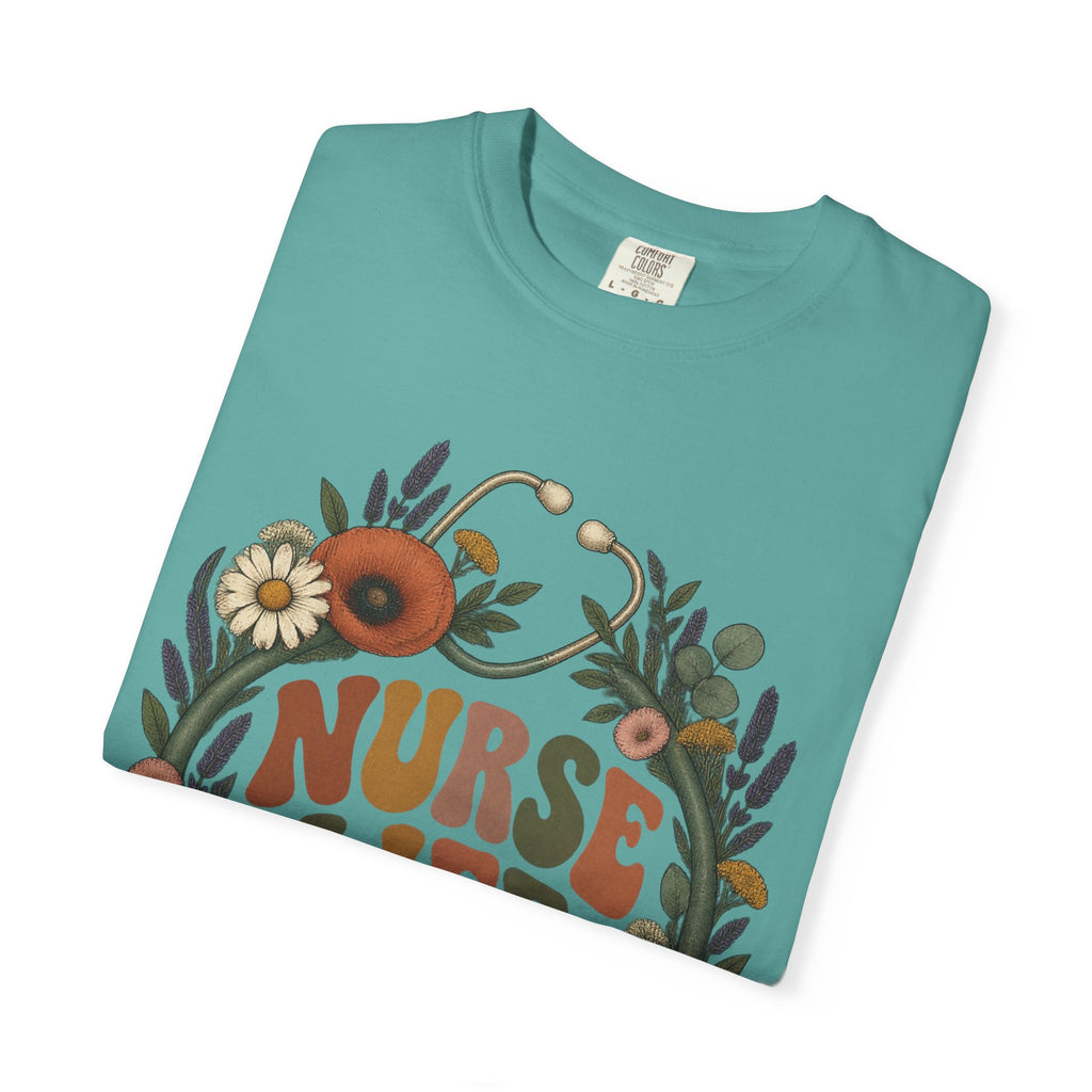 Boho Wildflower Stethoscope Nurse Life Comfort Colors T-Shirt
