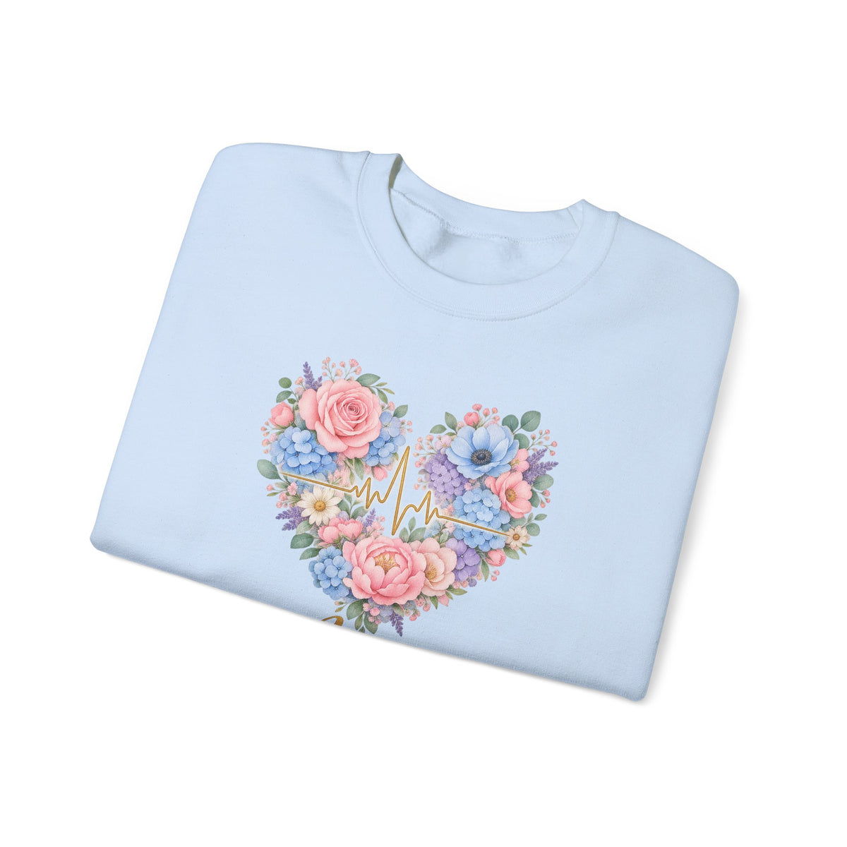 Watercolor Heart EKG Nurse Crewneck Sweatshirt