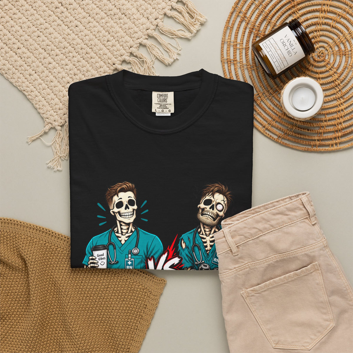 Shift 1 Me vs Shift 4 Me Skeleton Male Nurse Comfort Colors T-Shirt