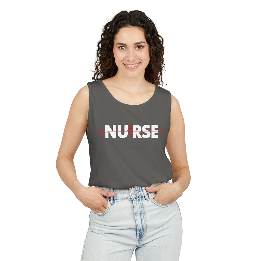 Nurse Heartbeat EKG Line Comfort Colors Tank Top