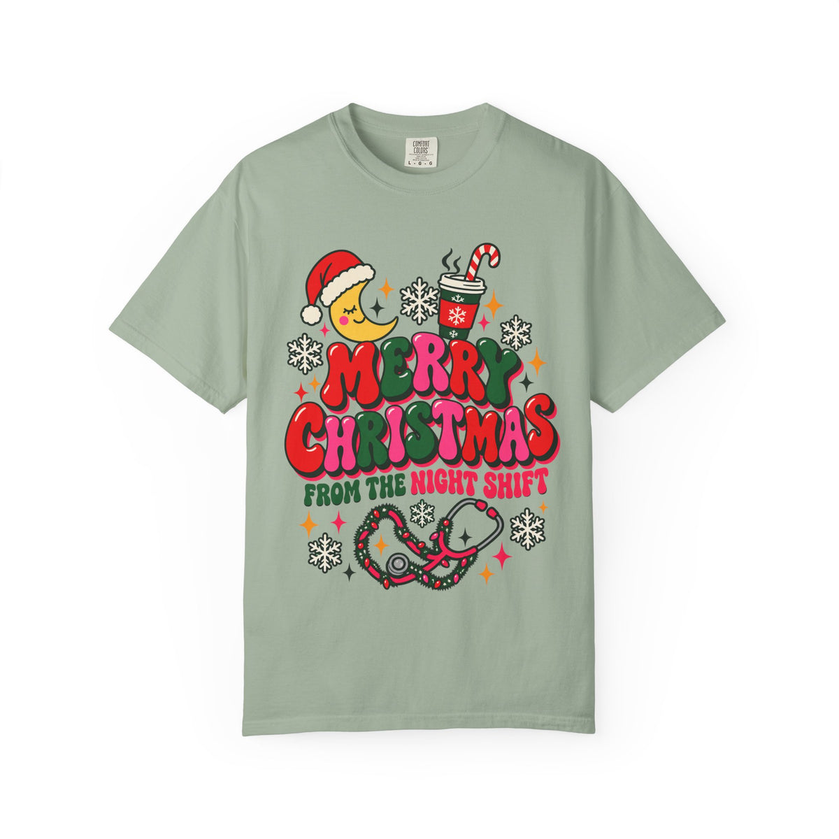 Merry Christmas From the Night Shift Nurse Comfort Colors T-Shirt