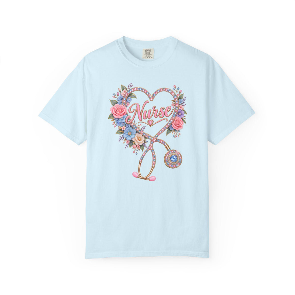 Rhinestone Stethoscope Heart Nurse Tee