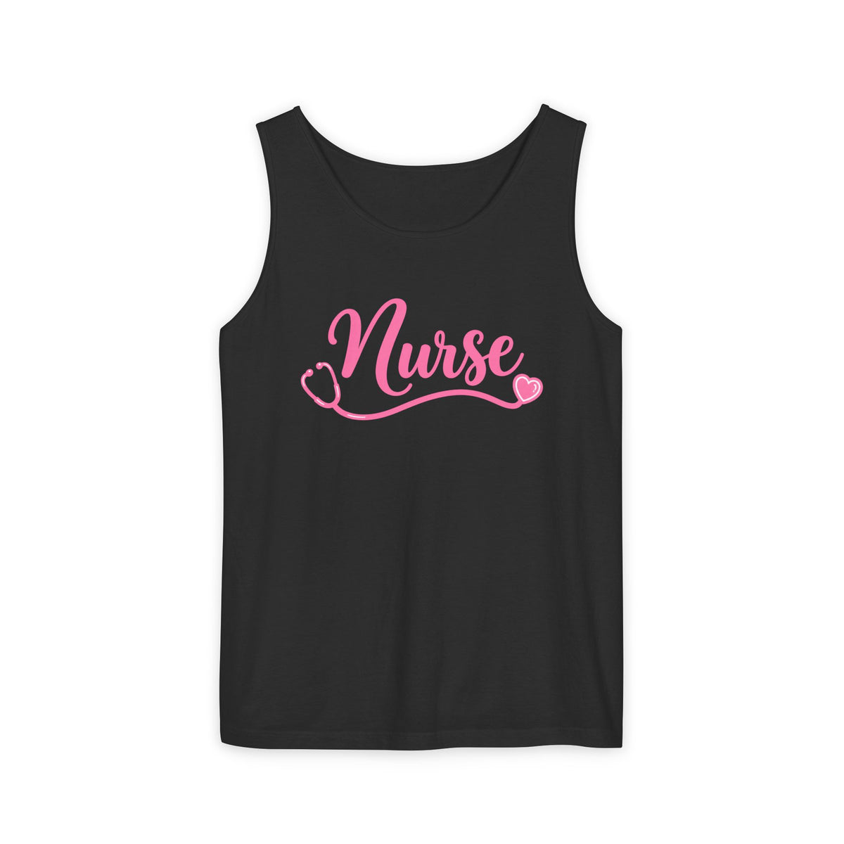 Nurse Pink Script Stethoscope Comfort Colors Tank Top