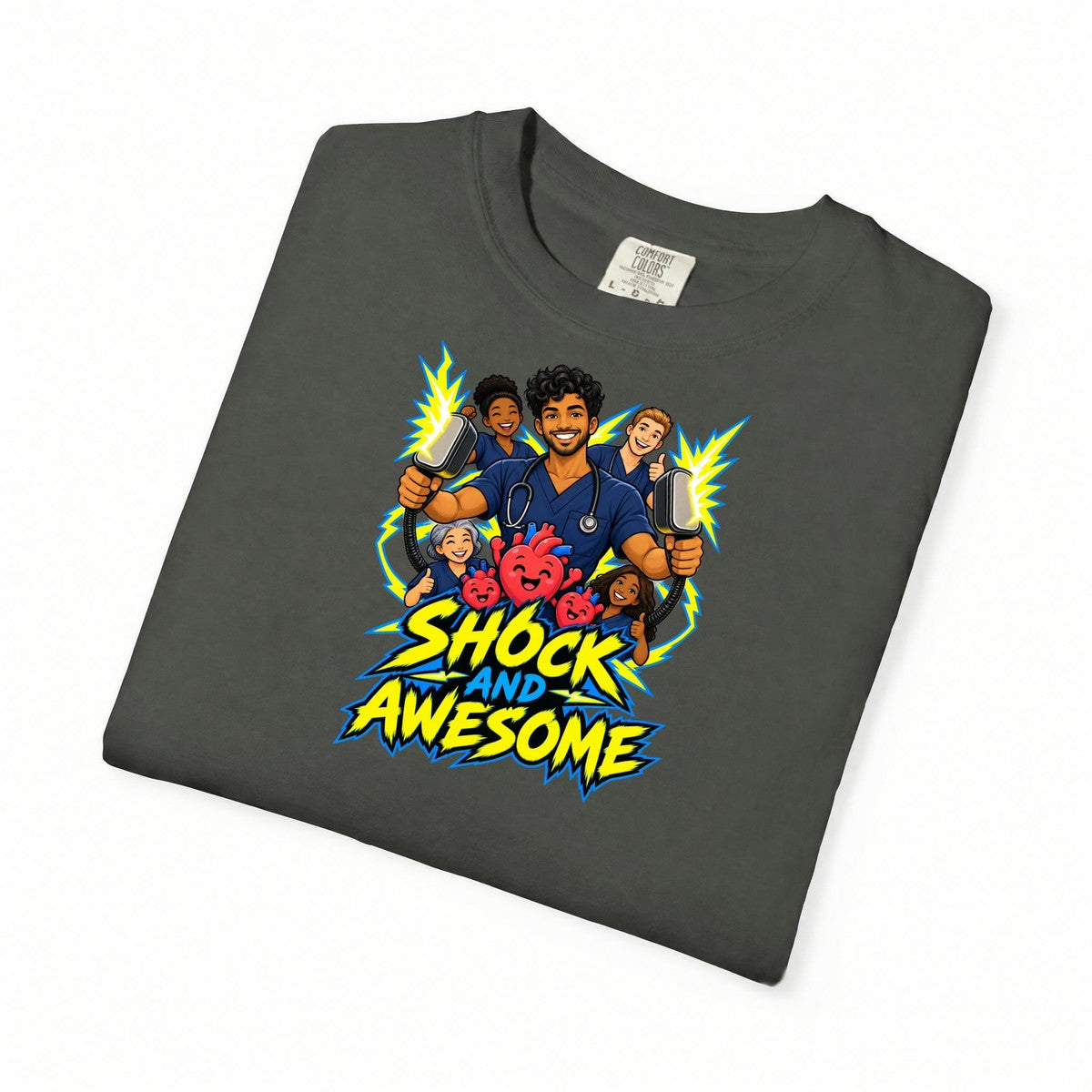 Shock and Awesome Cardiac Male Nurse Tee