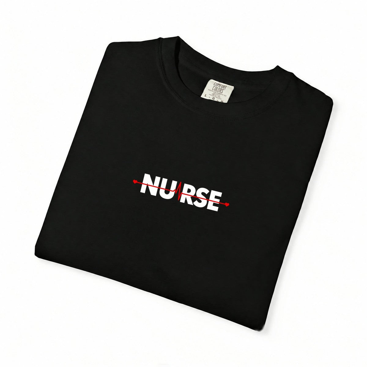 Nurse Heartbeat EKG Line Comfort Colors T-Shirt folded