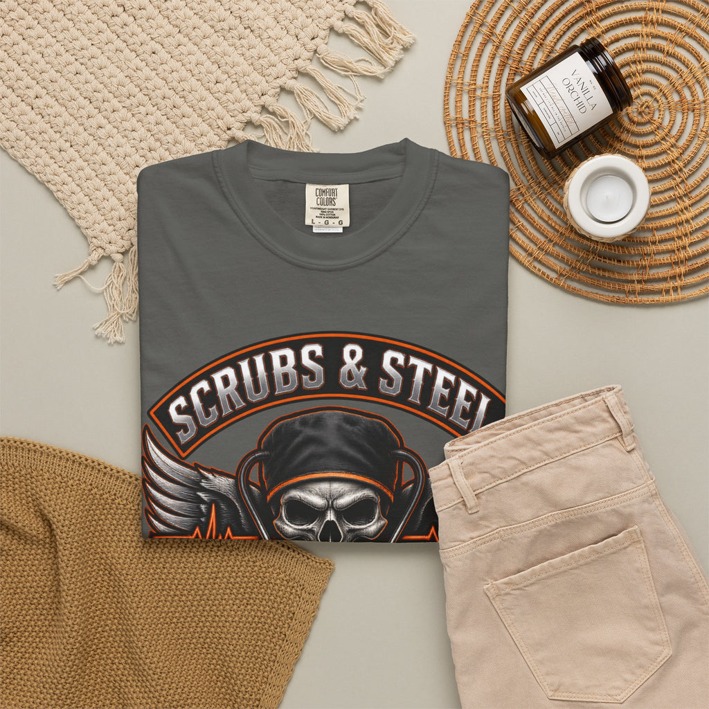 Scrubs and Steel Murse Crew Skeleton Nurse Comfort Colors T-Shirt