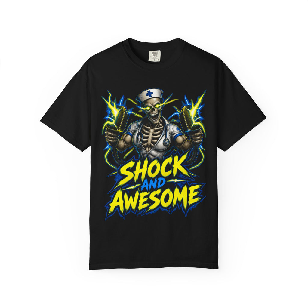 Shock and Awesome Skeleton Cardiac Nurse Comfort Colors T-Shirt