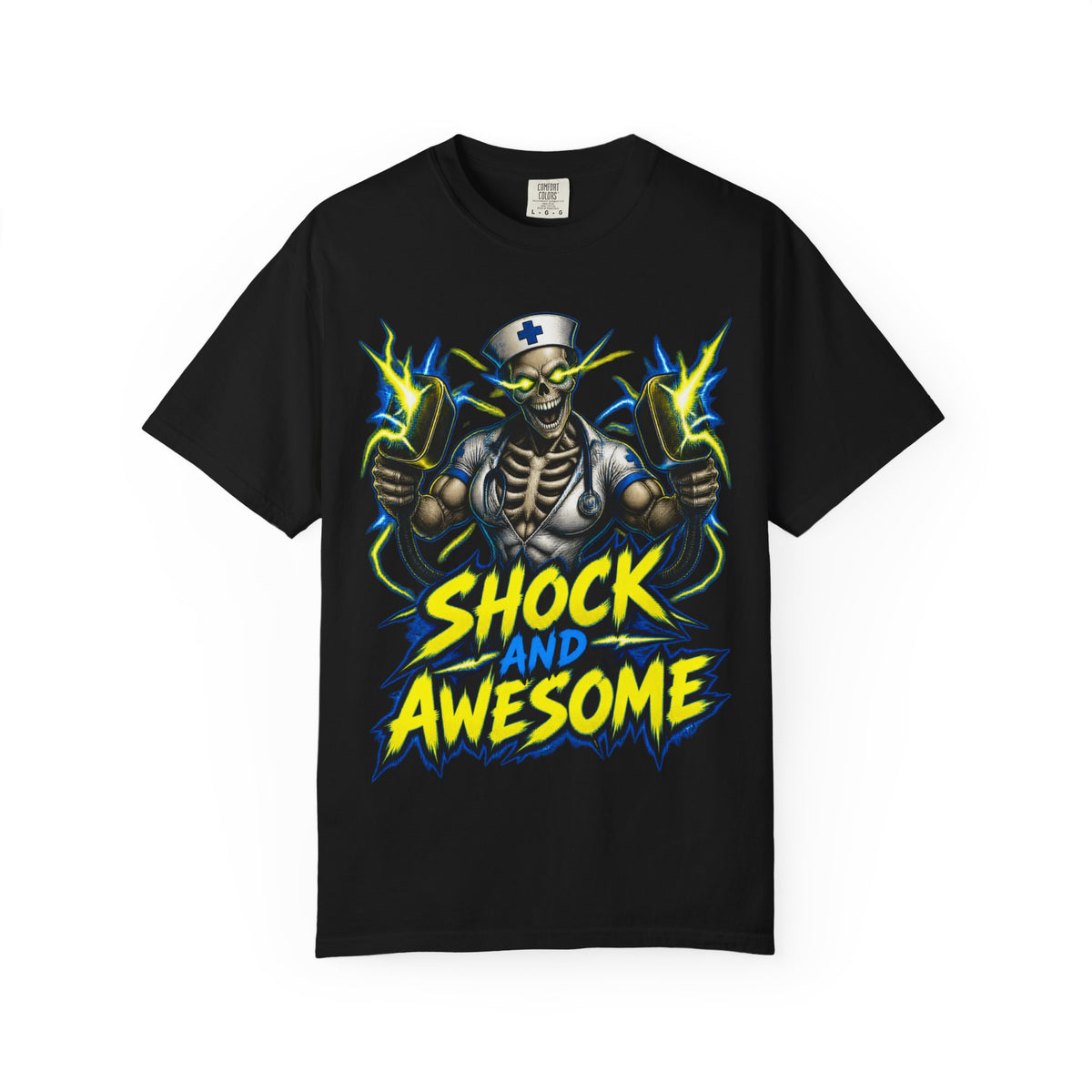 Shock and Awesome Skeleton Cardiac Nurse Comfort Colors T-Shirt