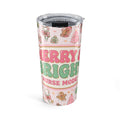 Merry and Bright Nurse Mode Pink Christmas 20oz Skinny Tumbler