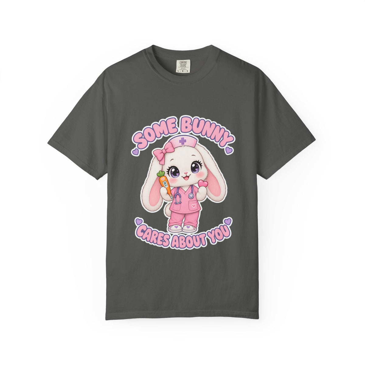 Some Bunny Cares About You Bunny Peds Nurse Pink Comfort Colors T-Shirt