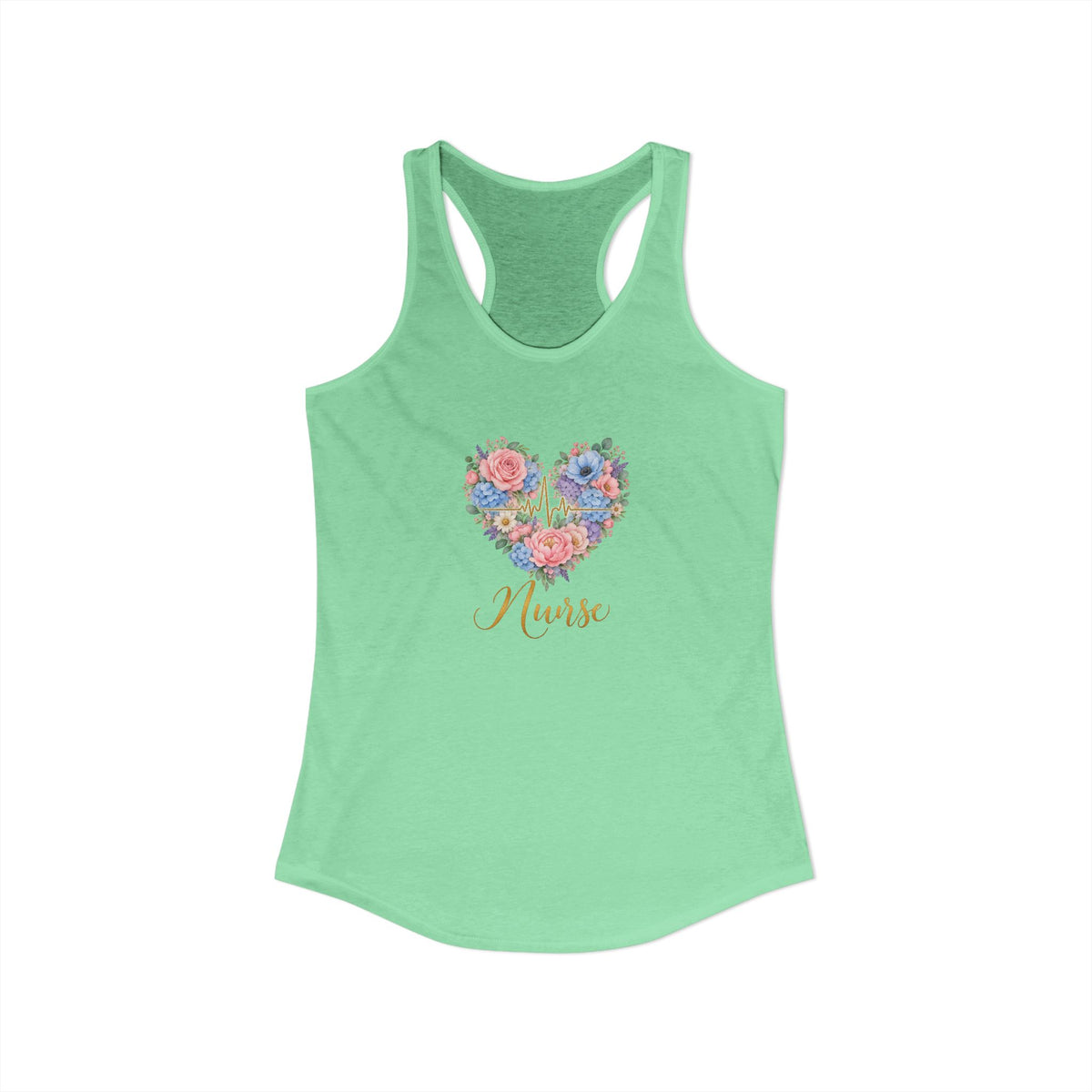 Watercolor Heart EKG Nurse Women's Racerback Tank Top