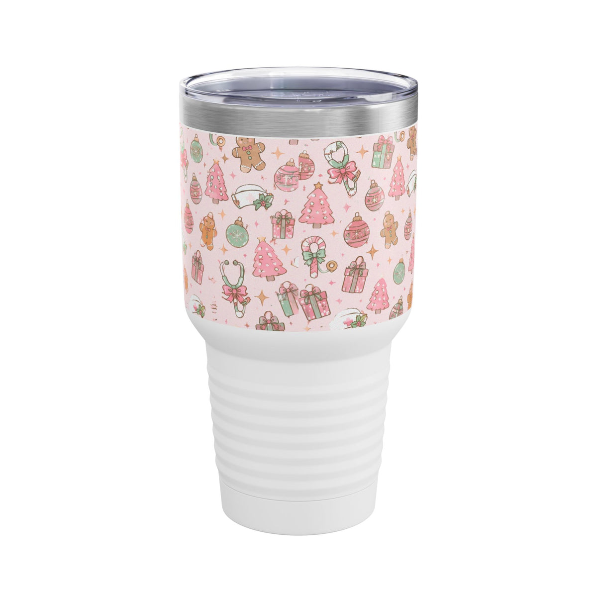 Merry and Bright Nurse Mode Pink Christmas 30oz Tundra Tumbler