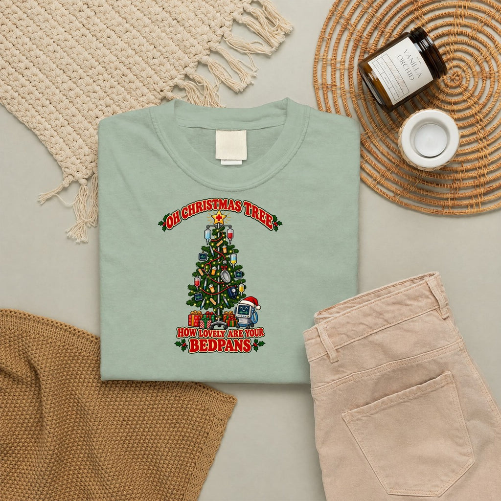 Oh Christmas Tree How Lovely Are Your Bedpans Nurse Tee