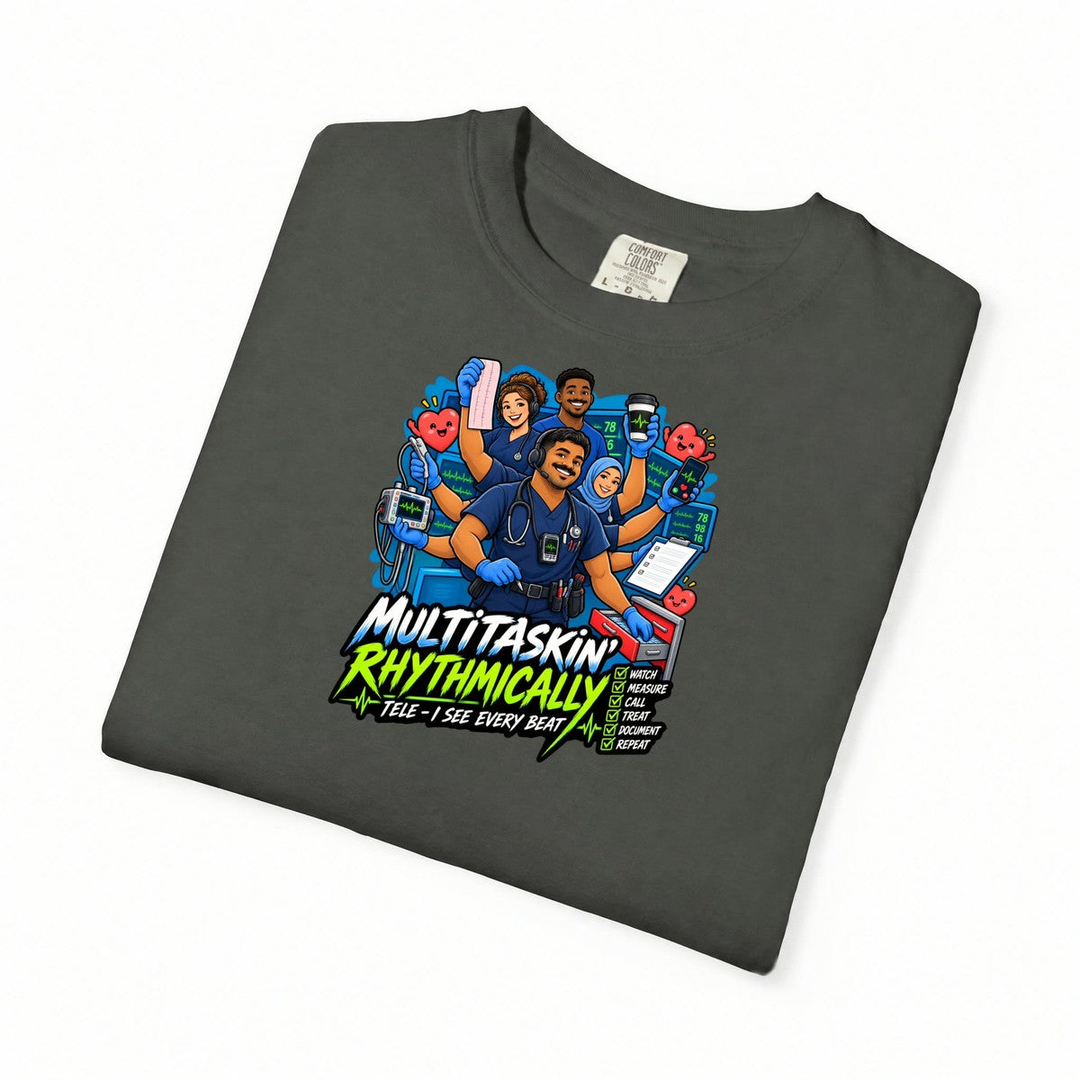 Multitaskin' Rhythmically Tele Male Nurse Tee
