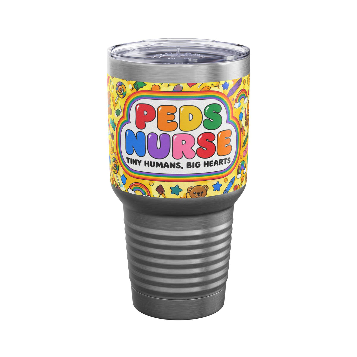 Peds Nurse Tiny Humans Big Hearts Rainbow 30oz Tundra Tumbler