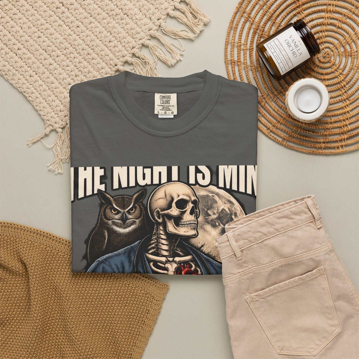 The Night Is Mine Night Shift Skeleton Nurse Comfort Colors T-Shirt