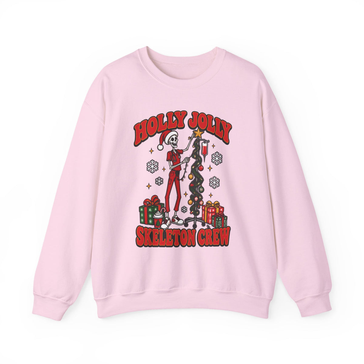 Holly Jolly Skeleton Crew Christmas Nurse Crewneck Sweatshirt