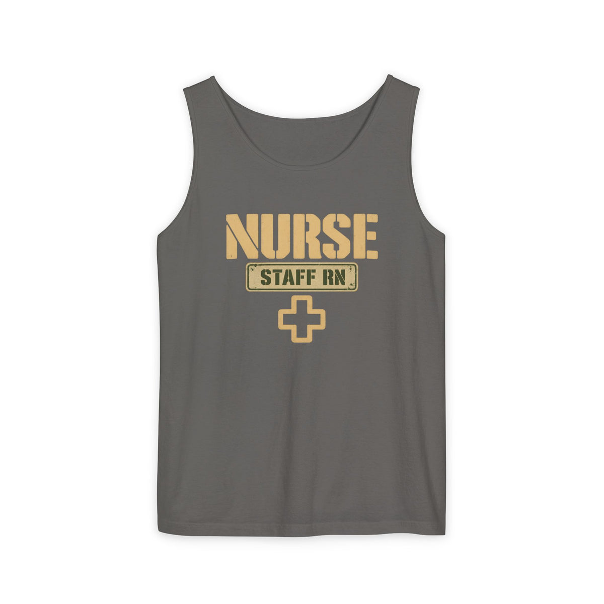 Nurse Military Stencil Staff RN Comfort Colors Tank Top