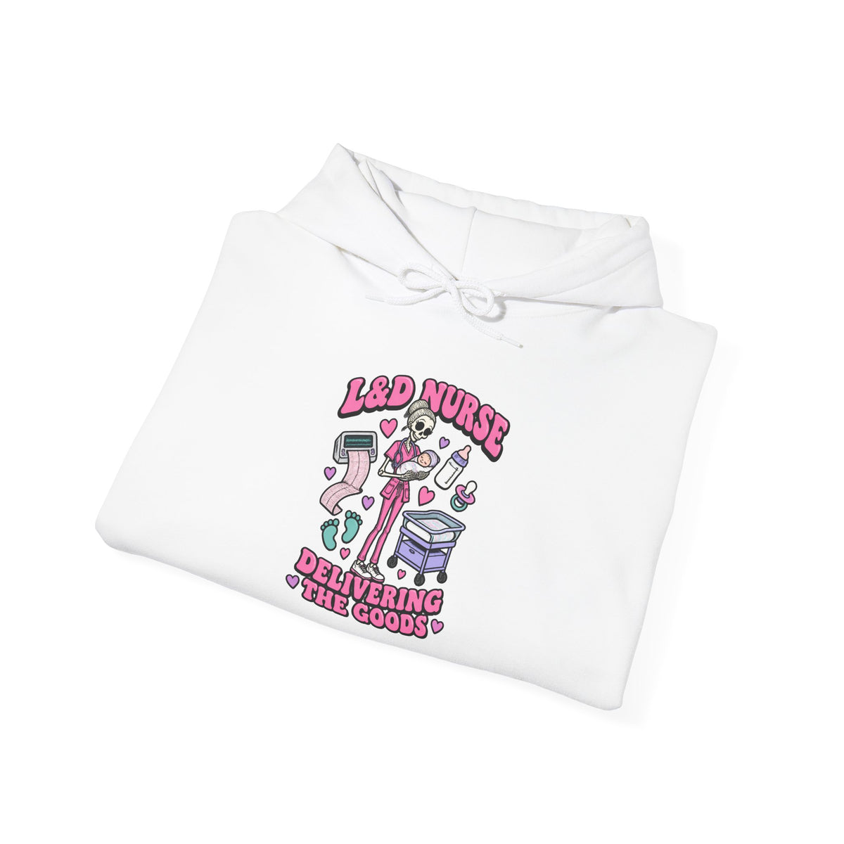 L&D Nurse Delivering the Goods Skinny Skeleton Hoodie