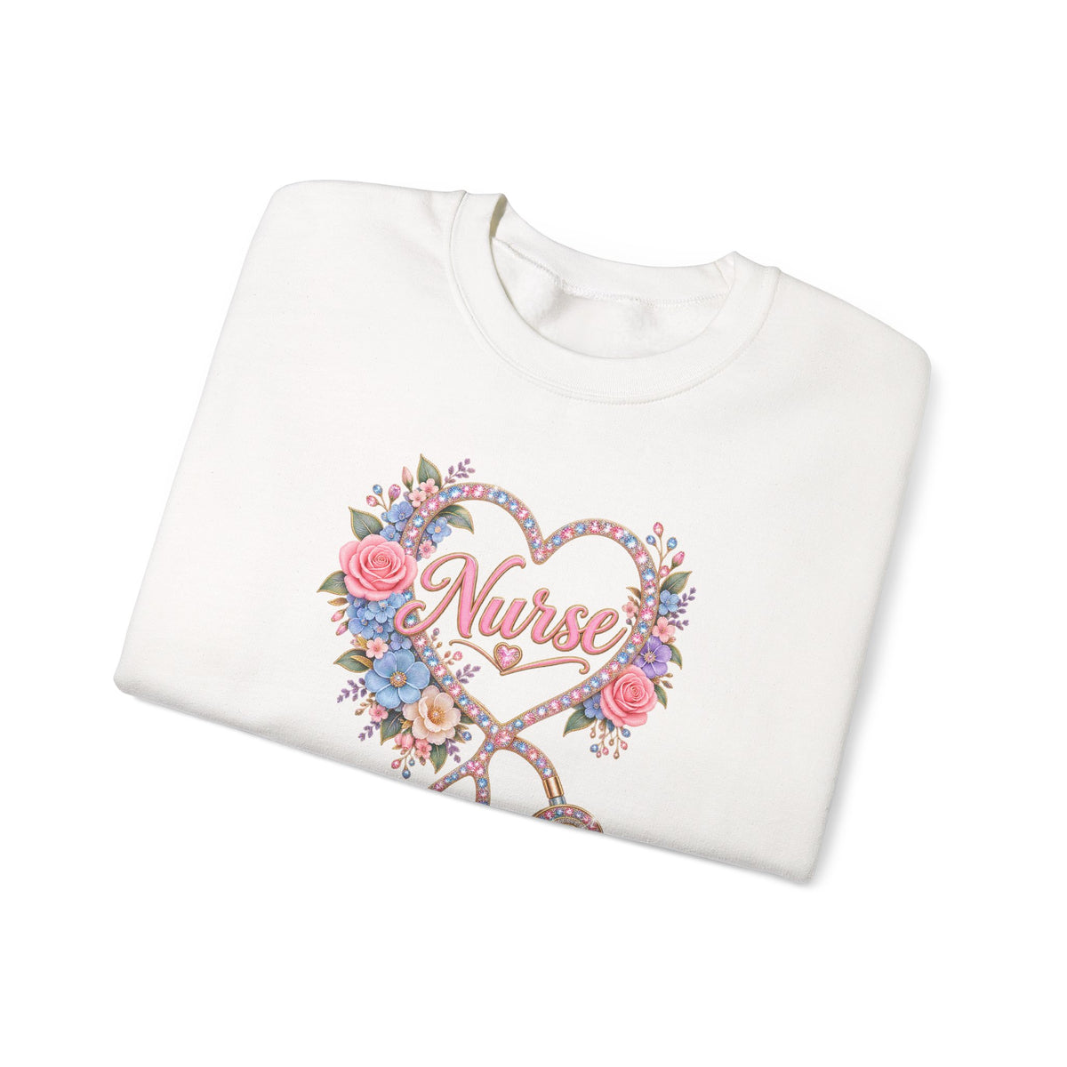 Rhinestone Stethoscope Heart Nurse Crewneck Sweatshirt