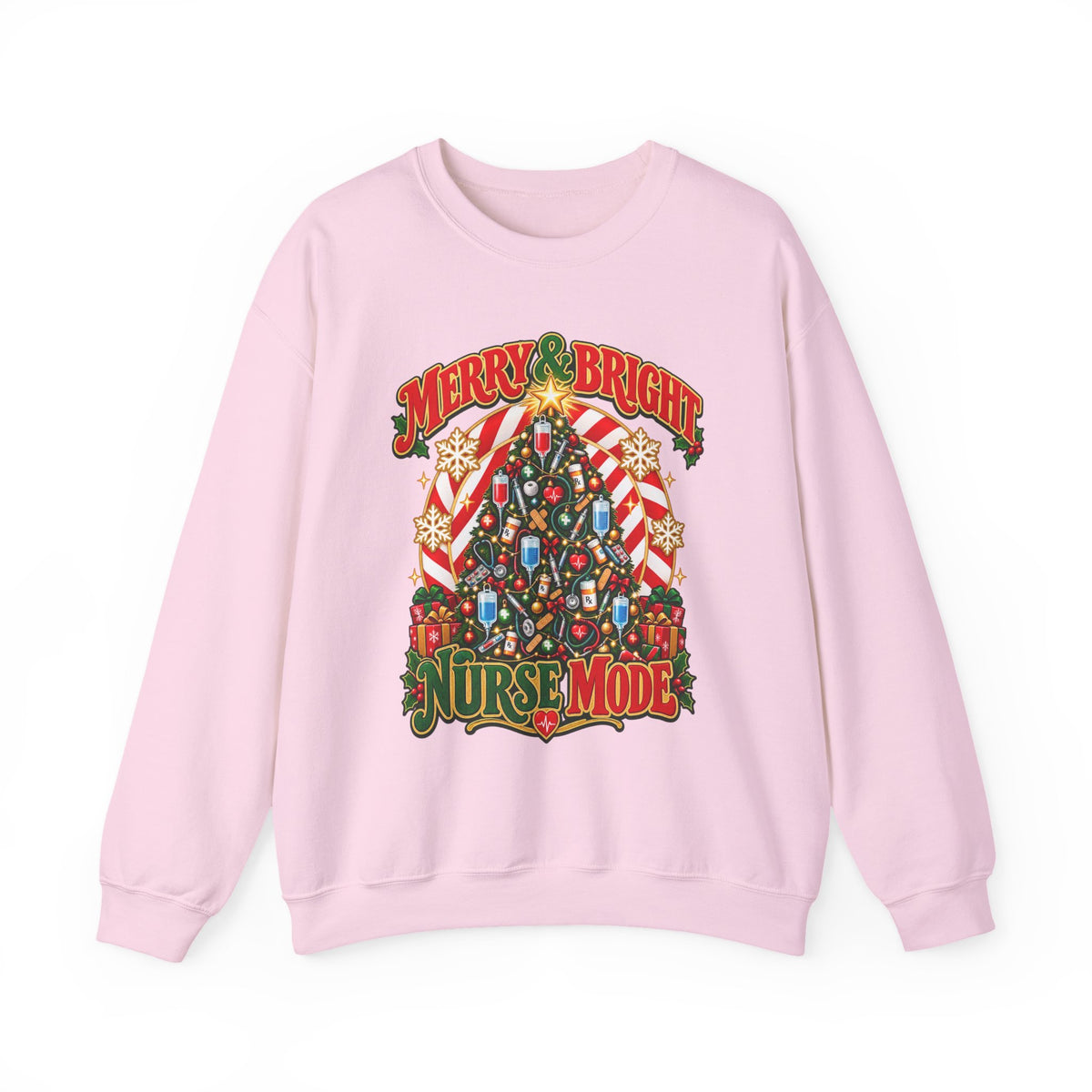 Merry & Bright Nurse Mode Christmas Tree Crewneck Sweatshirt