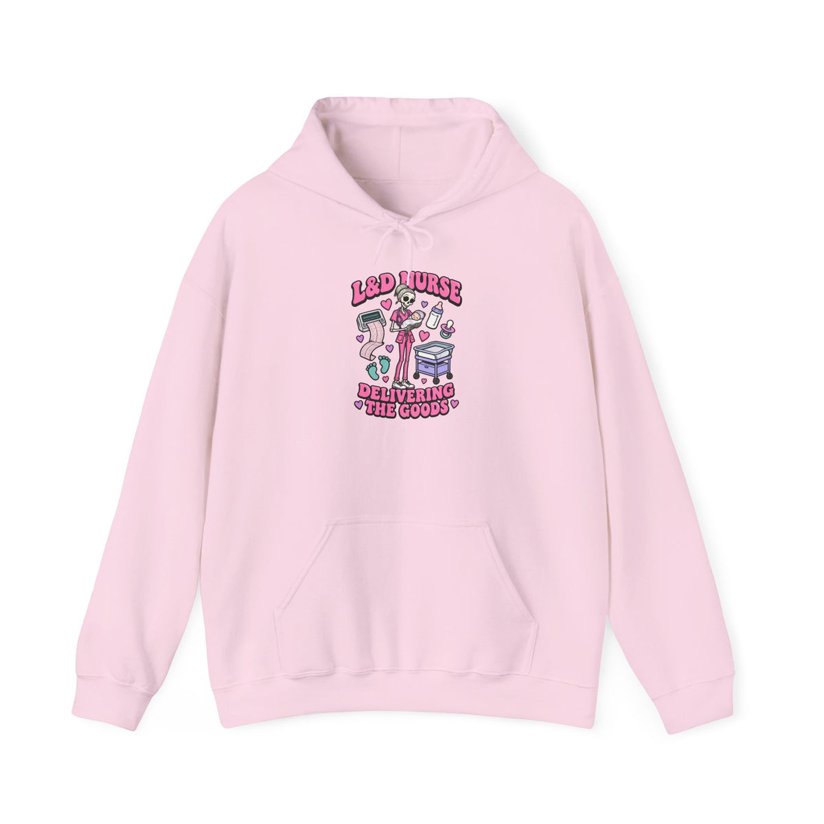 L&D Nurse Delivering the Goods Skinny Skeleton Hoodie