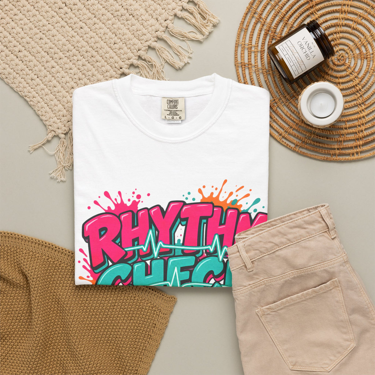 Rhythm Check I Speak Fluent EKG Tele Nurse Comfort Colors T-Shirt