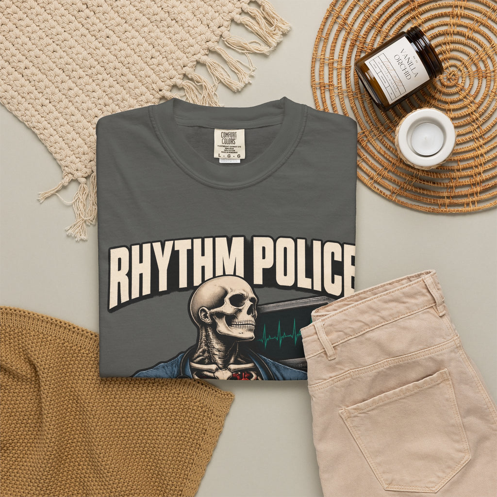 Rhythm Police Skeleton Tele Nurse Comfort Colors T-Shirt