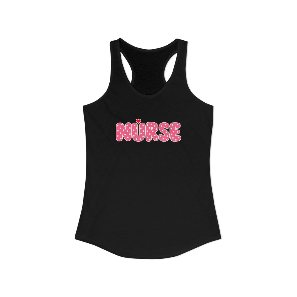 Nurse Pink Polka Dot Letters Women's Racerback Tank Top