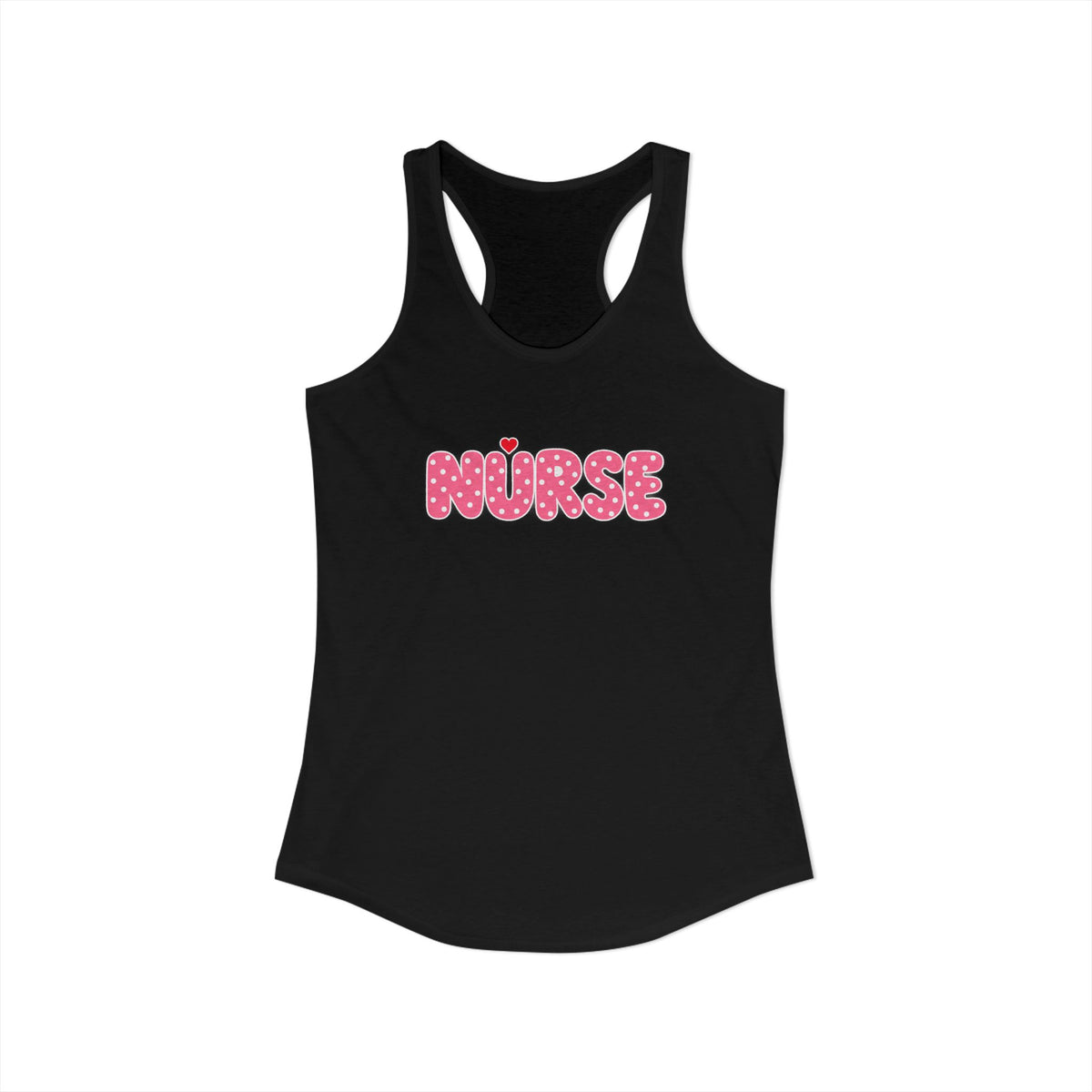 Nurse Pink Polka Dot Letters Women's Racerback Tank Top