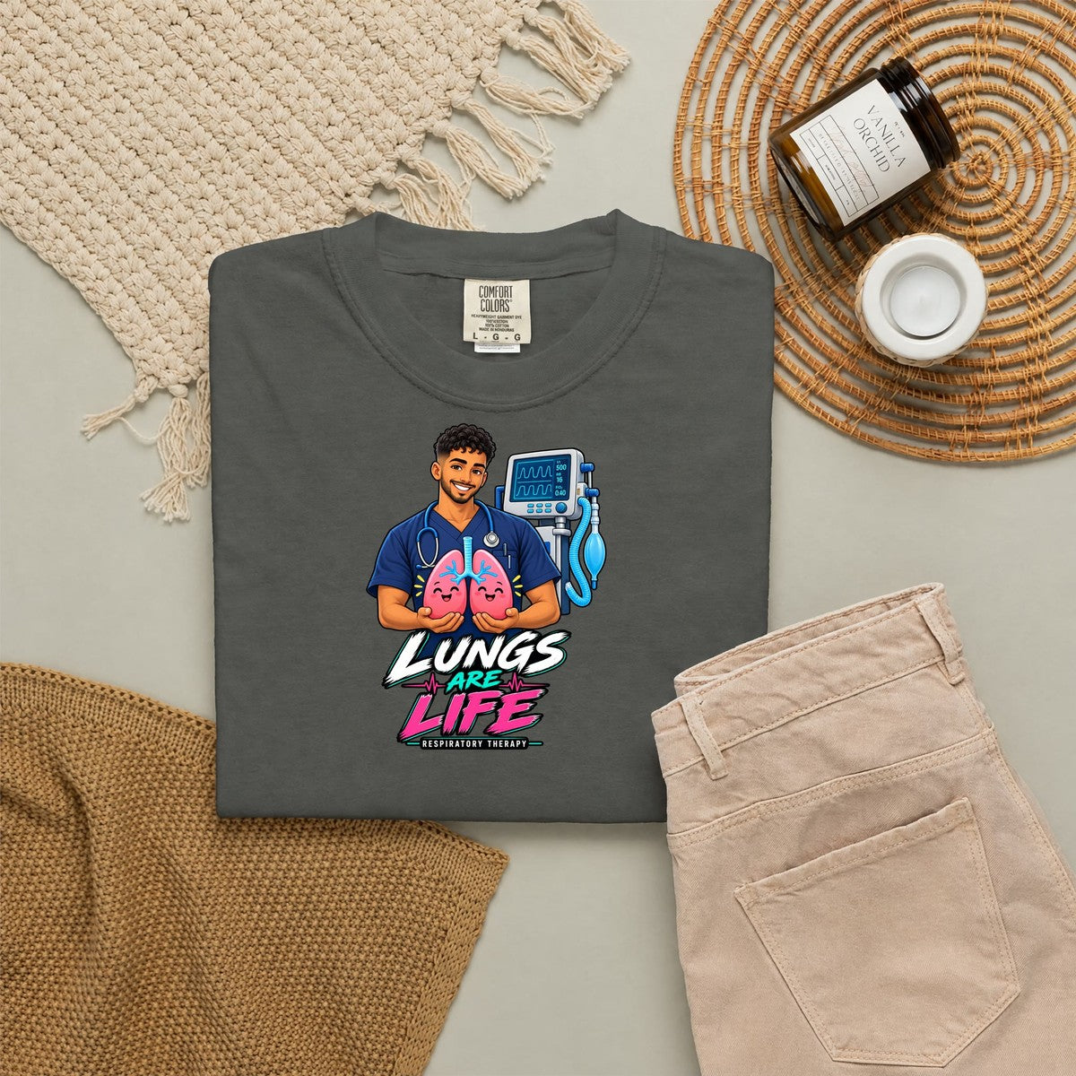 Lungs Are Life Male Respiratory Therapist Comfort Colors T-Shirt
