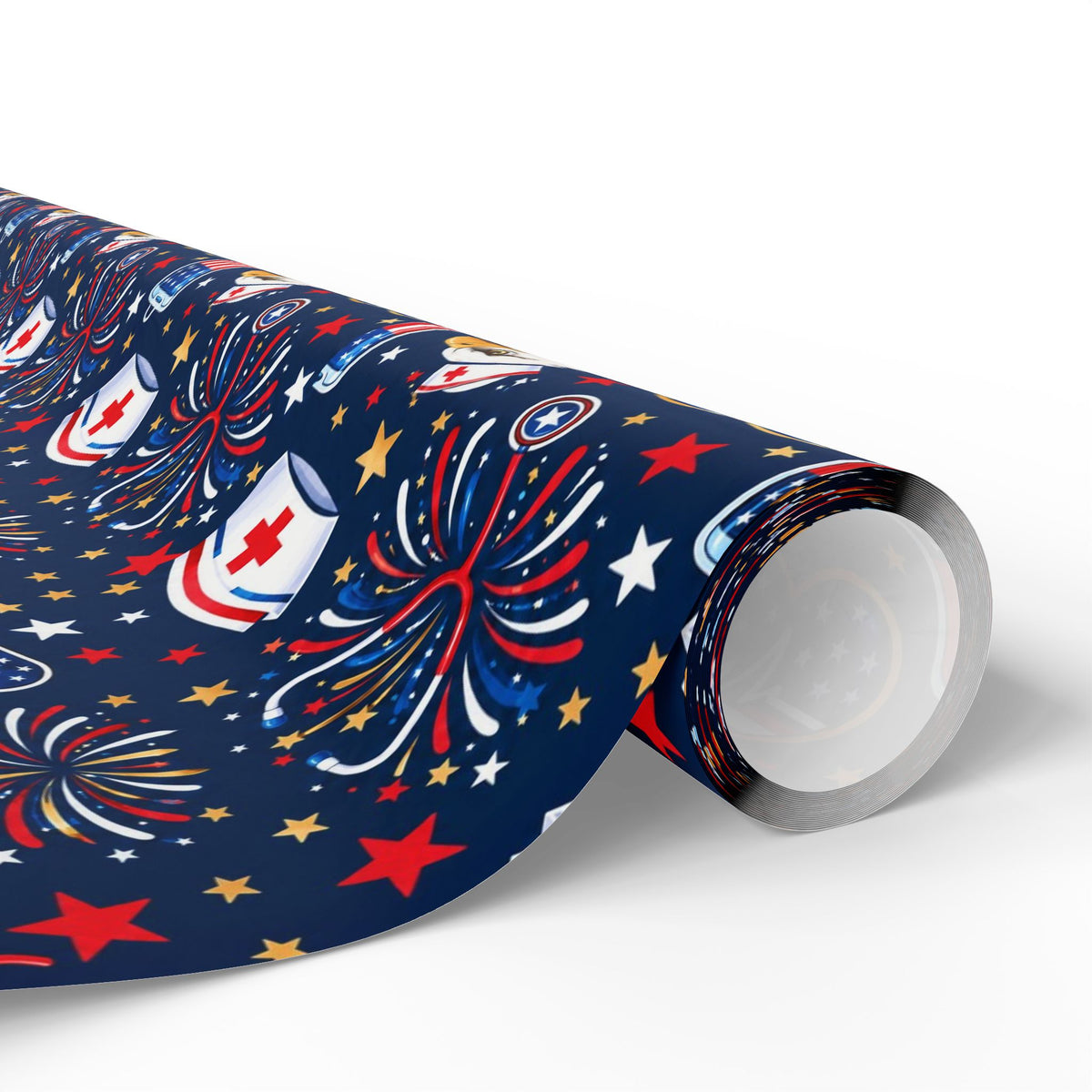 Fourth of July Nurse Wrapping Paper Patriotic Stethoscope