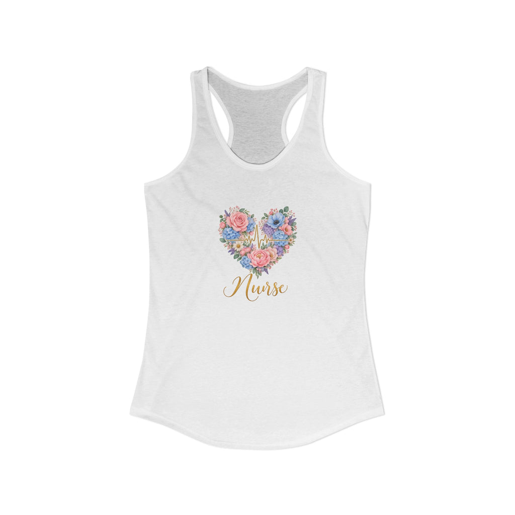 Watercolor Heart EKG Nurse Women's Racerback Tank Top
