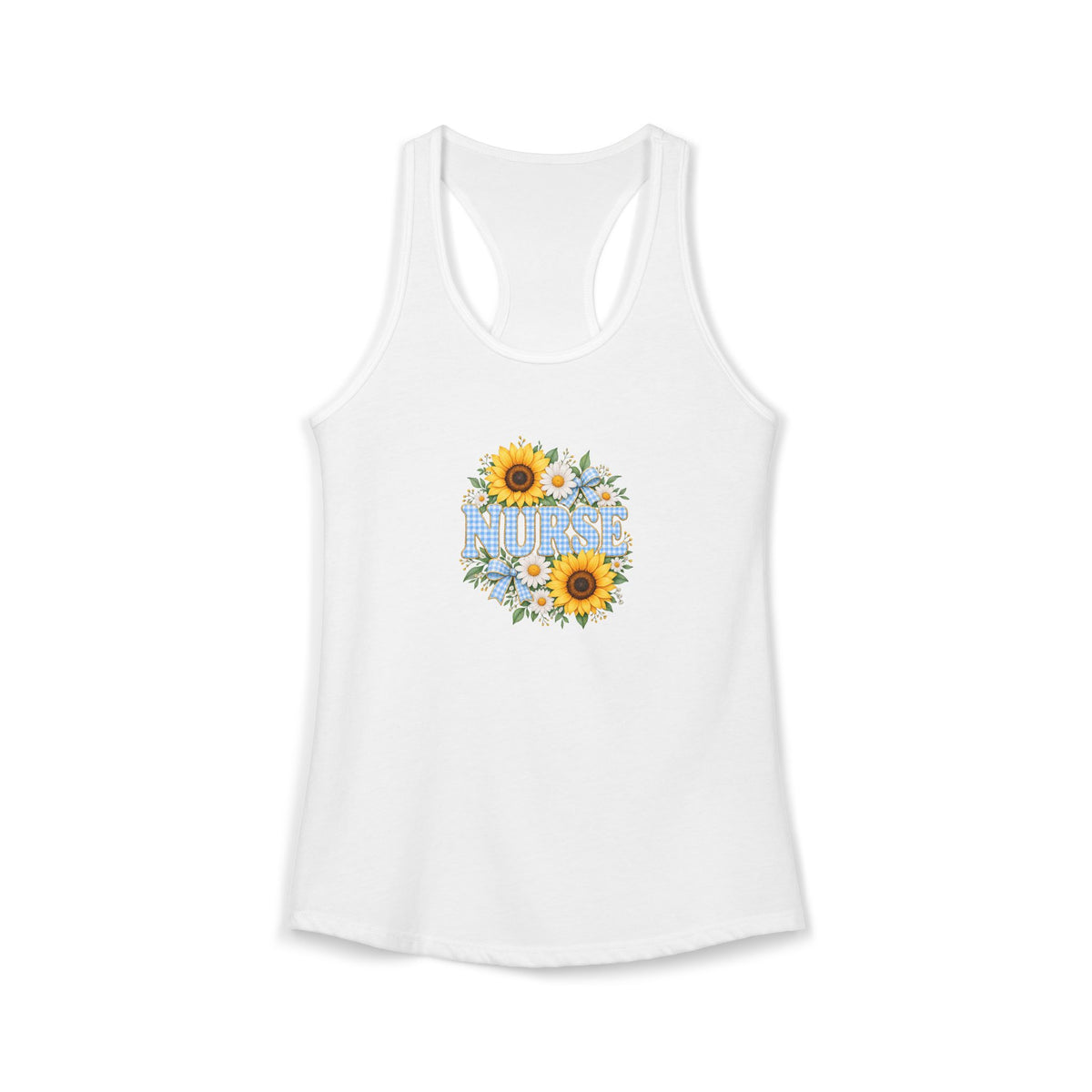 Sunflower Gingham NURSE Women's Racerback Tank Top