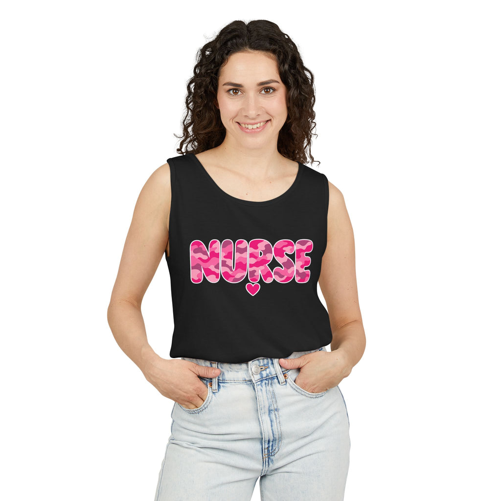 Nurse Pink Camo Comfort Colors Tank Top