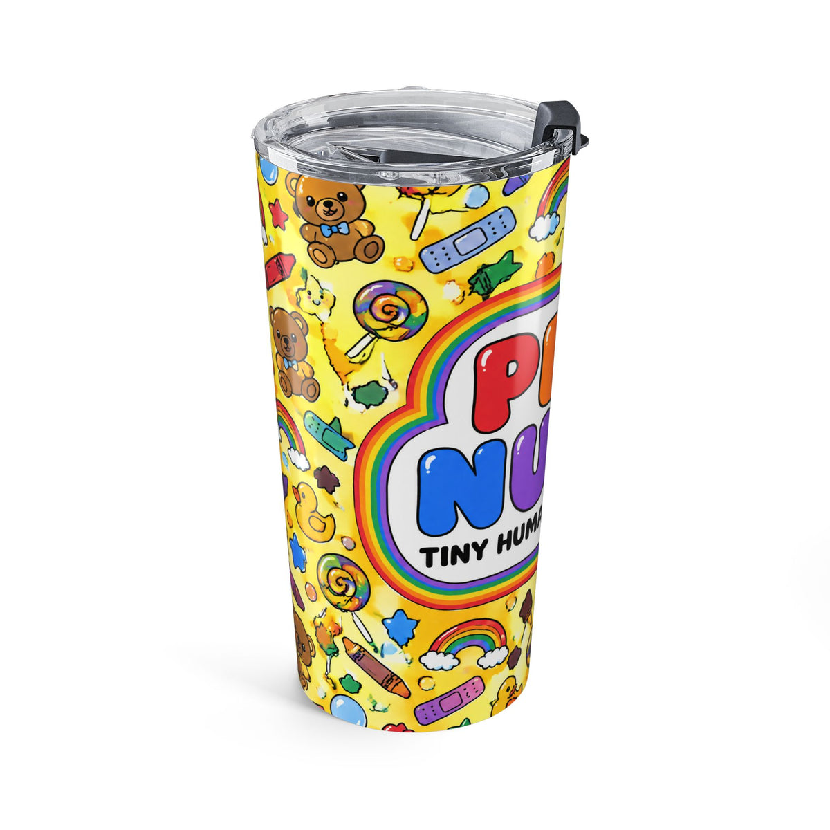Peds Nurse Tiny Humans Big Hearts Rainbow 20oz Skinny Tumbler