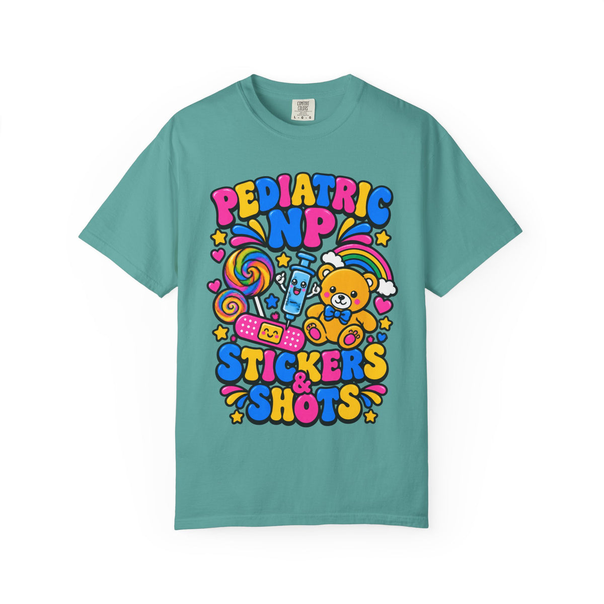 Pediatric NP Stickers and Shots Nurse Practitioner Comfort Colors T-Shirt