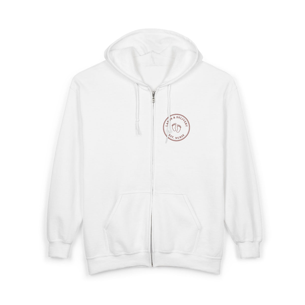 L&D Nurse Minimal Vintage Badge Labor & Delivery Full-Zip Hoodie