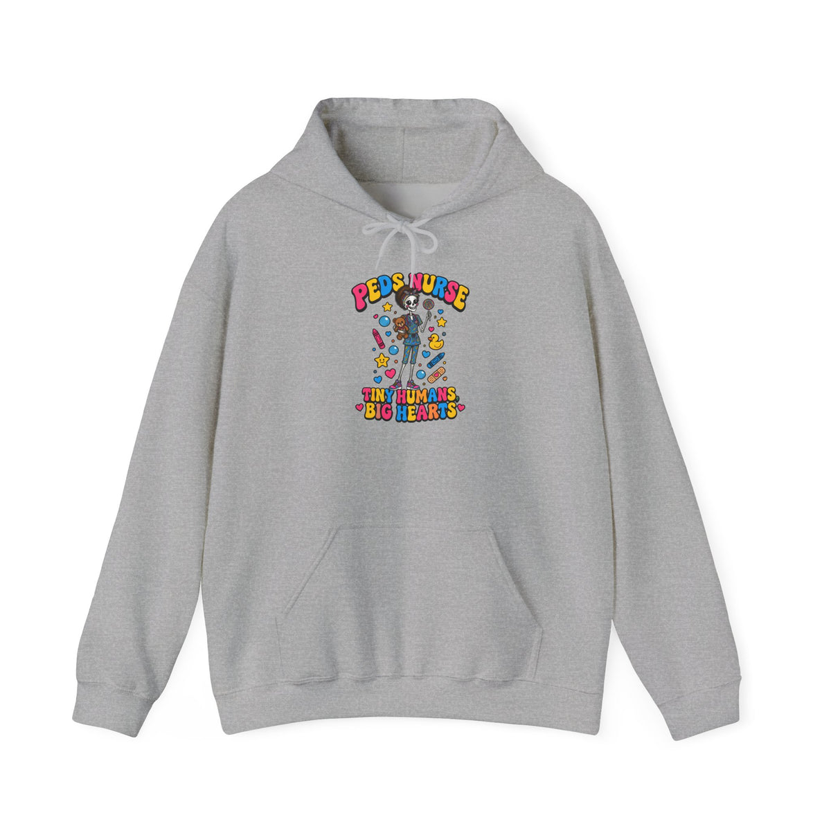 Peds Nurse Tiny Humans Big Hearts Skinny Skeleton Hoodie