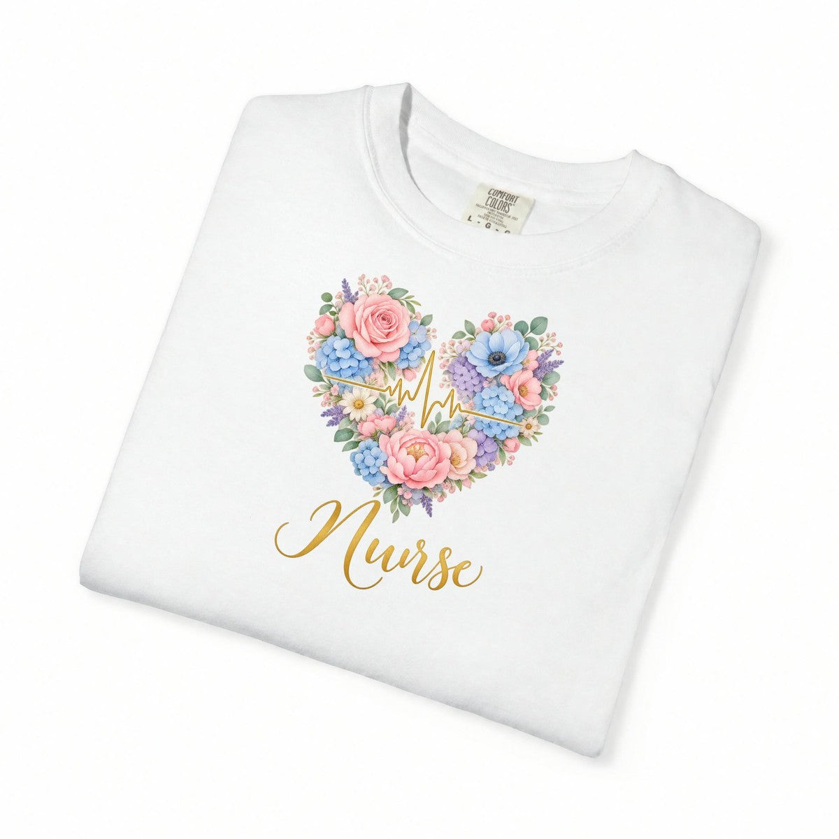 Watercolor Heart EKG Nurse Tee