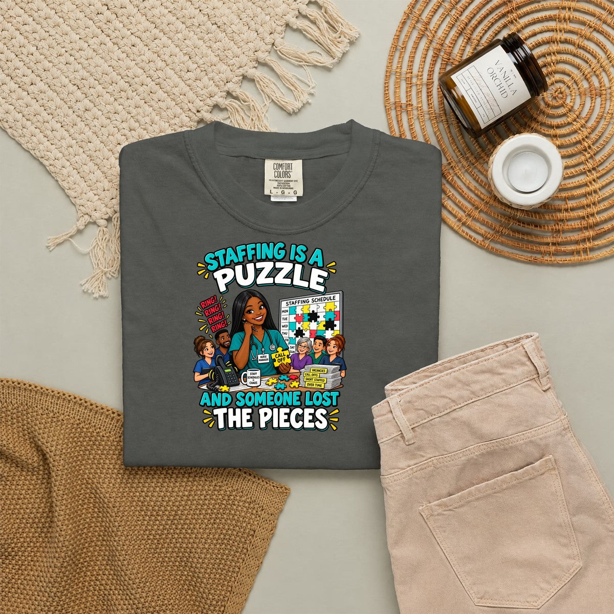 Staffing Is a Puzzle and Someone Lost the Pieces Nurse Manager Tee (Long Hair)