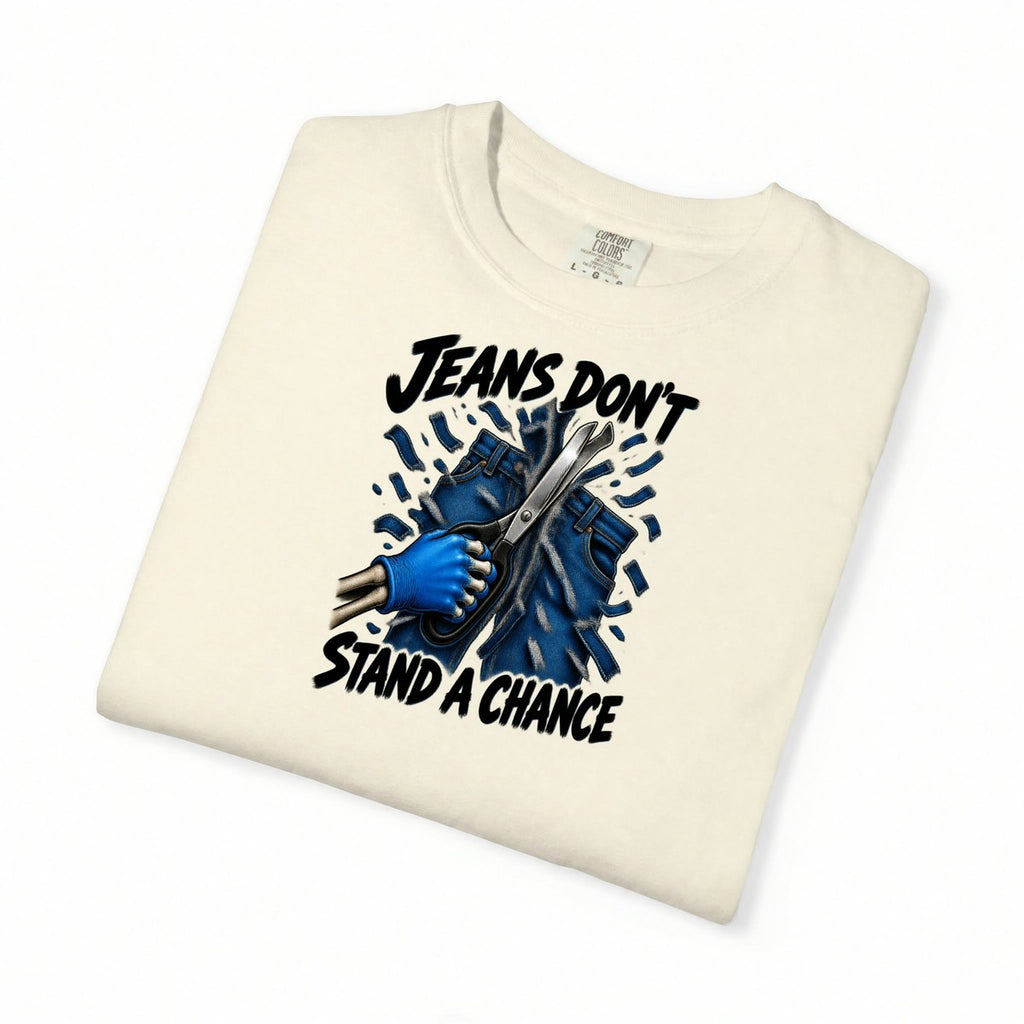 Jeans Don't Stand a Chance Skeleton ER Nurse Comfort Colors T-Shirt folded
