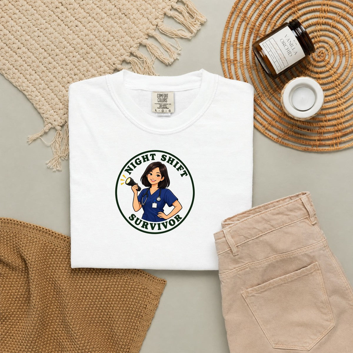 Night Shift Survivor Minimal Badge Women's Nurse Tee
