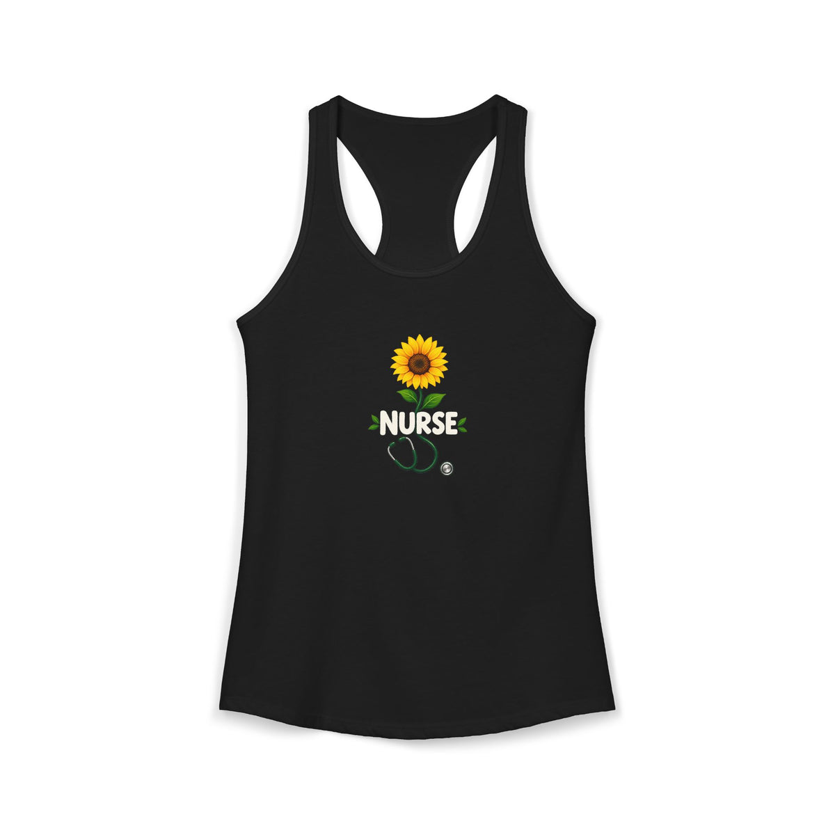 Nurse Sunflower Stethoscope Floral Women's Racerback Tank Top