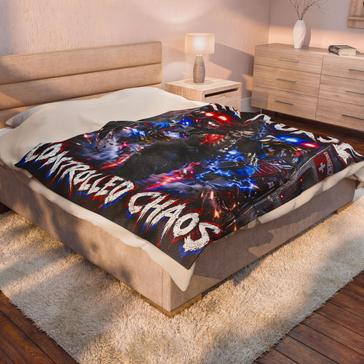 ER Nurse Controlled Chaos Skeleton Velveteen Plush Blanket