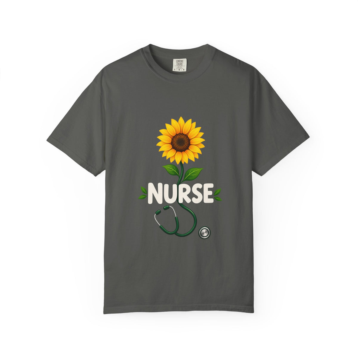 Nurse Sunflower Stethoscope Floral Comfort Colors T-Shirt