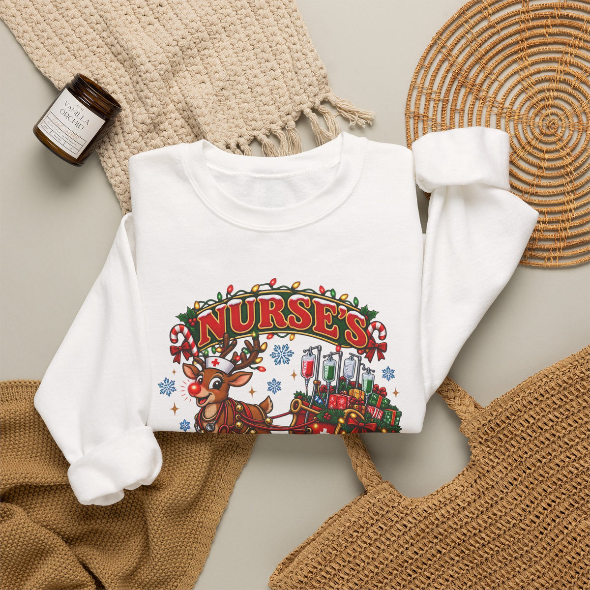 Naughty or Nice List Checked Twice Christmas Nurse Crewneck Sweatshirt