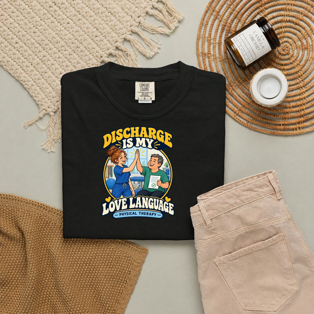 Discharge Is My Love Language Women's Physical Therapist Comfort Colors T-Shirt