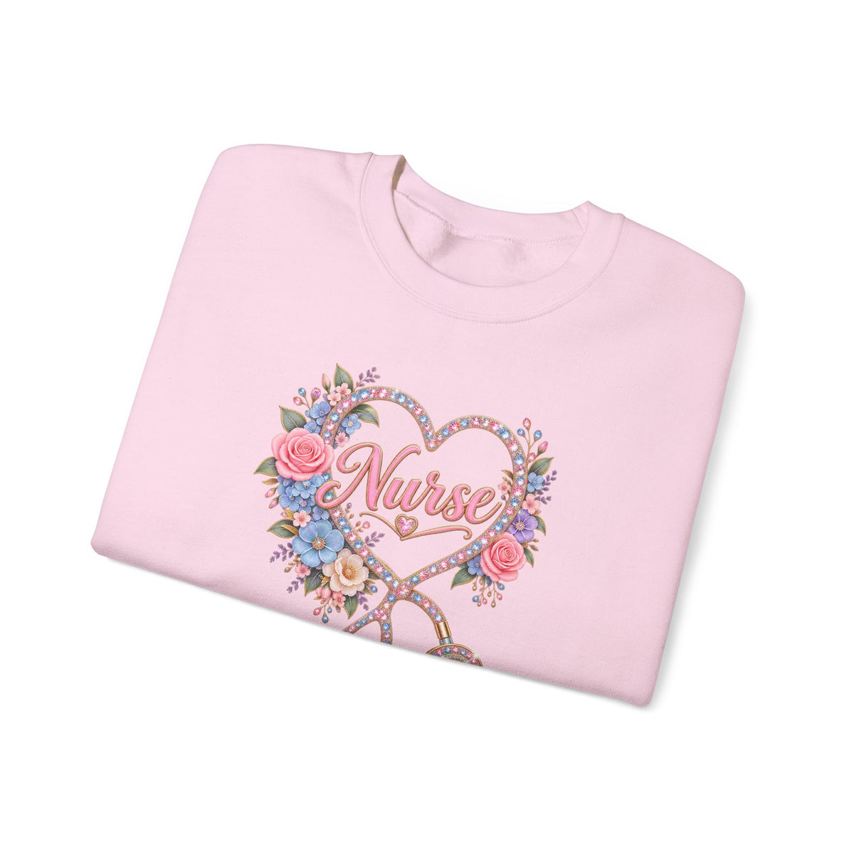 Rhinestone Stethoscope Heart Nurse Crewneck Sweatshirt